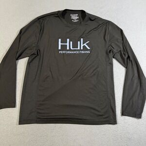 Huk Performance Fishing Long Sleeve Shirt‎ Men's Size Medium Gray Activewear Top
